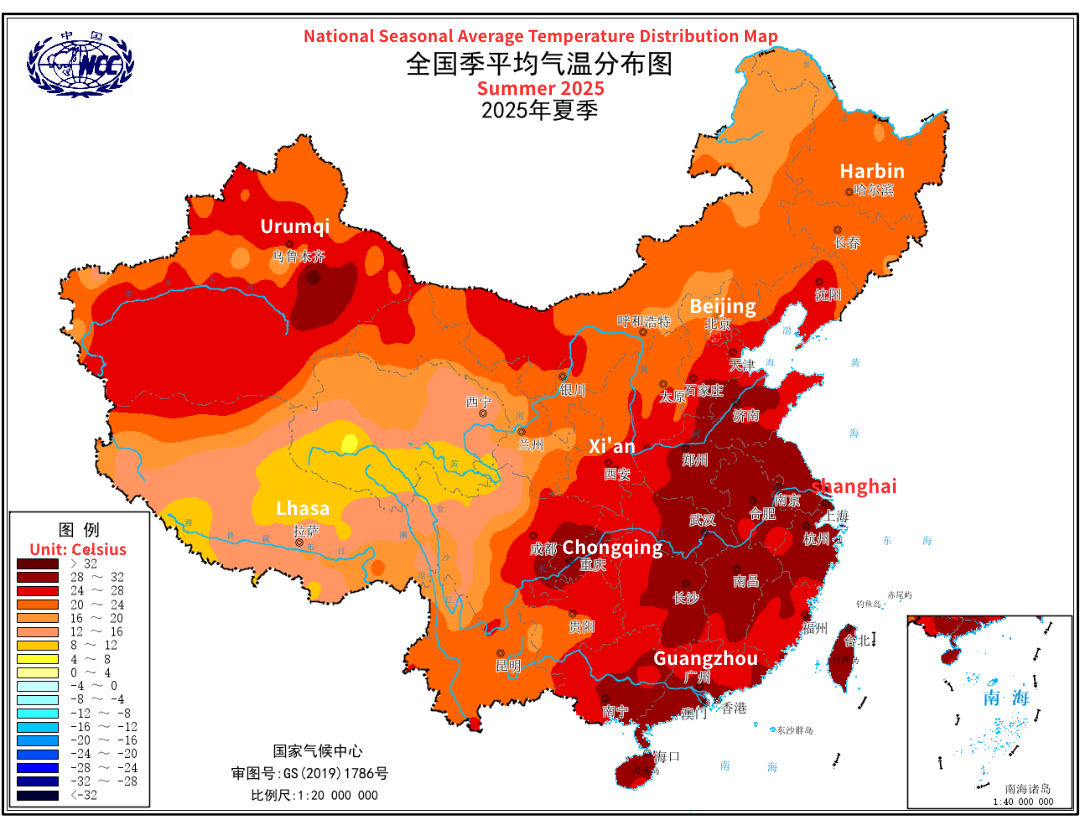 Summer 2025 Average Temperature Map