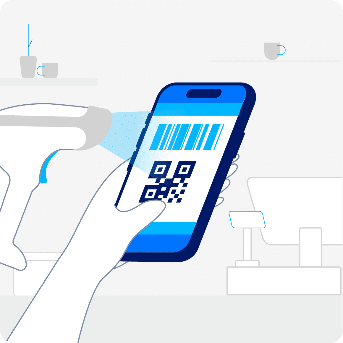 Show the QR code, and the merchant will scan it